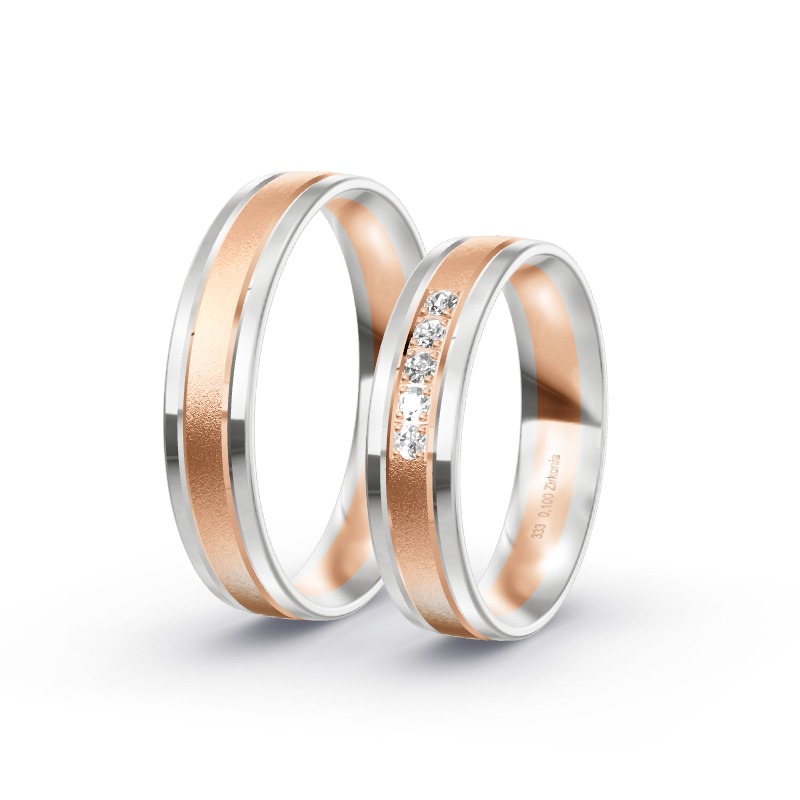 2 Eheringe / Partnerringe BiColor - Modell 2445 Zwenkau
