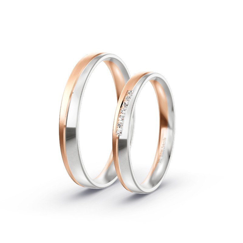 2 Eheringe / Partnerringe 585 Gold BiColor - Modell 2363 Emskirchen