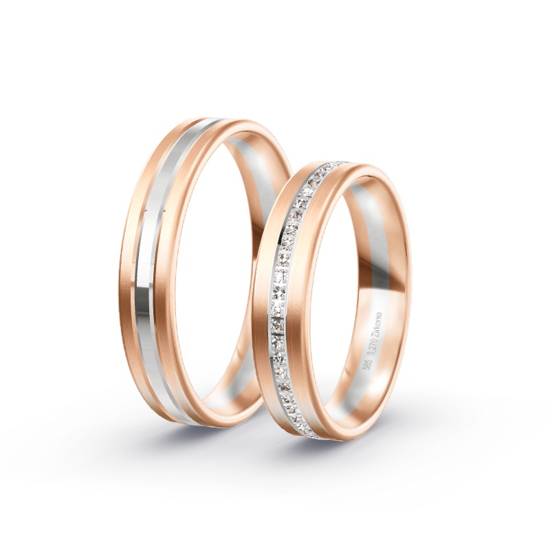 2 Eheringe / Partnerringe 585 Gold BiColor - Modell 2389 St. Englmar
