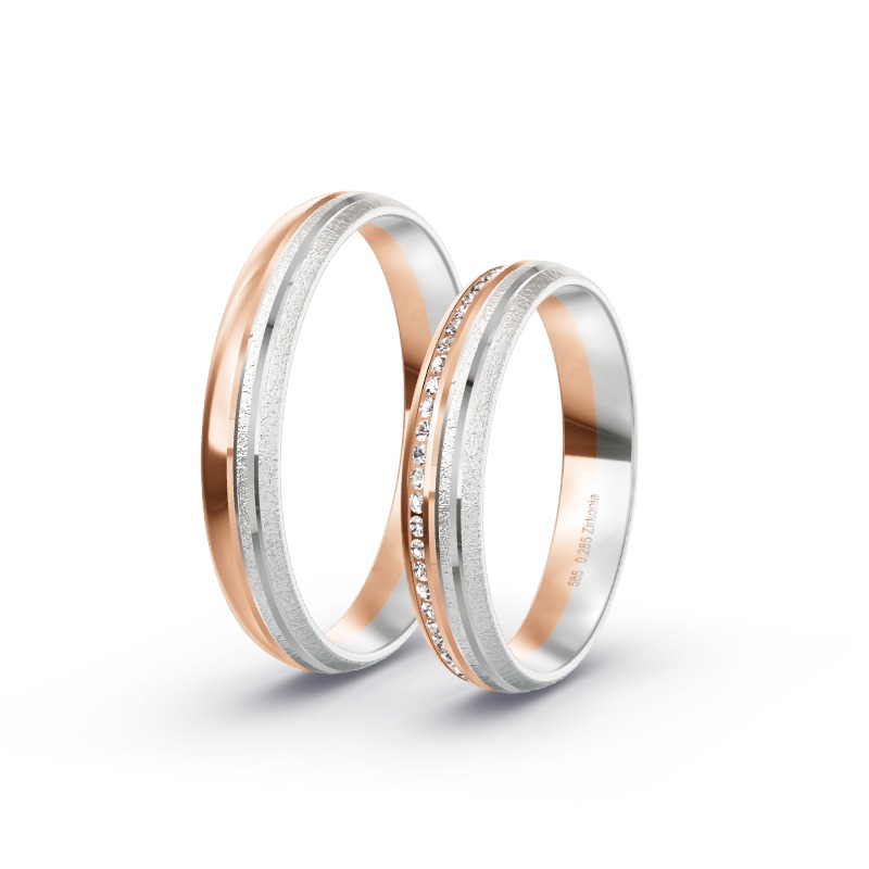 2 Eheringe / Partnerringe 585 Gold BiColor - Modell 2437 Papenburg