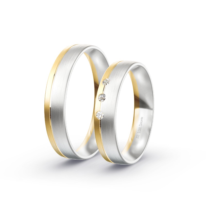 2 Eheringe / Partnerringe BiColor Modell 1748 Kreuth