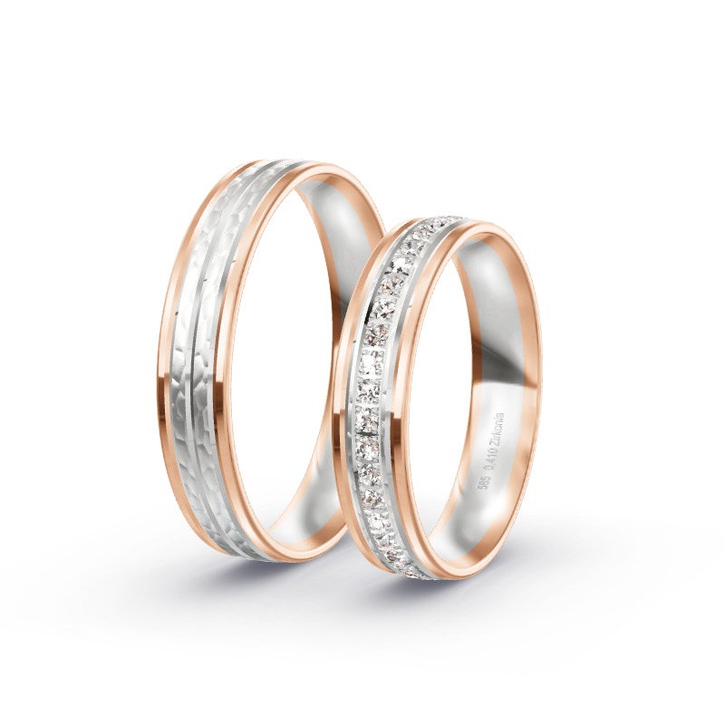 2 Eheringe / Partnerringe 585 Gold BiColor - Modell 2430 Gladbeck