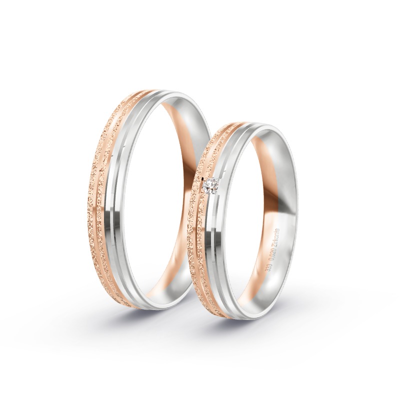 2 Eheringe / Partnerringe BiColor - Modell 2219 Weichselbaum
