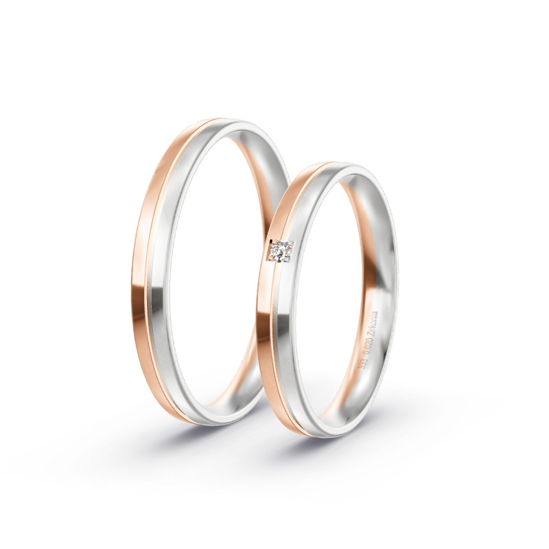 2 Eheringe / Partnerringe BiColor - Modell 2188 Borchen