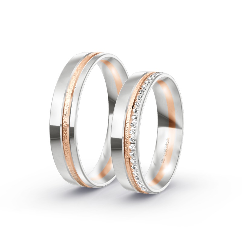 2 Eheringe / Partnerringe 585 Gold BiColor - Modell 2435 Mettingen