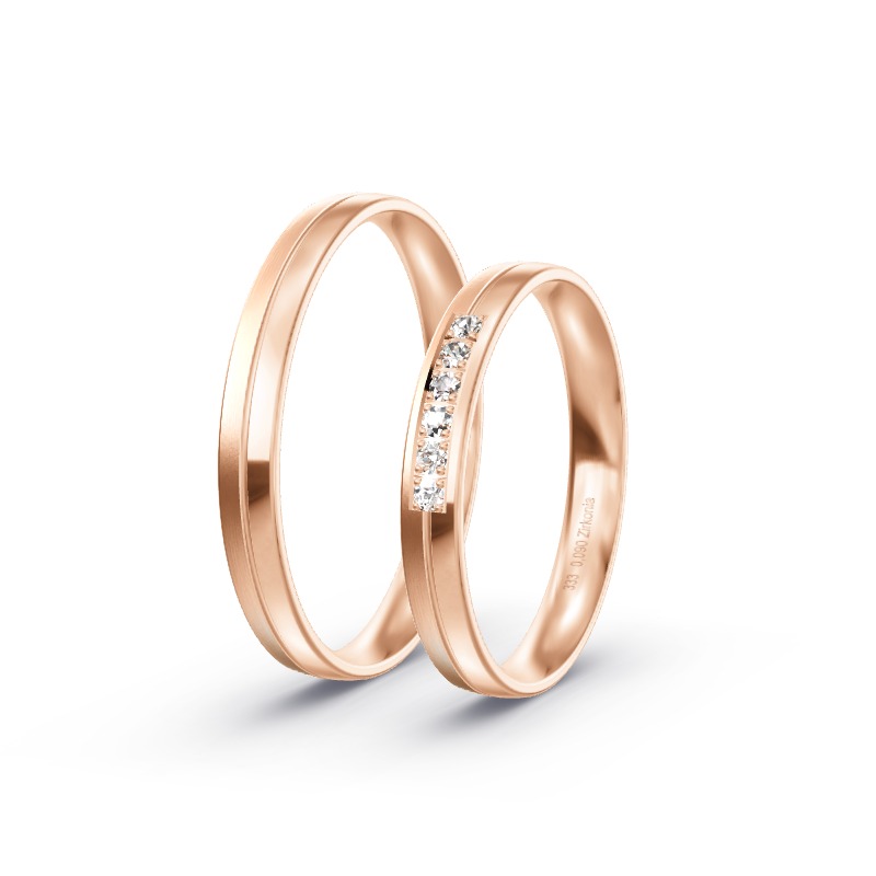 2 Eheringe / Partnerringe Roségold Modell 2513 Geiselwind