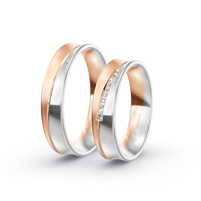 2 Eheringe / Partnerringe 585 Gold BiColor - Modell 2386 Neuschönau