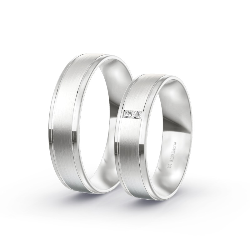 2 Eheringe / Partnerringe Weißgold - Modell 1736 Bruck