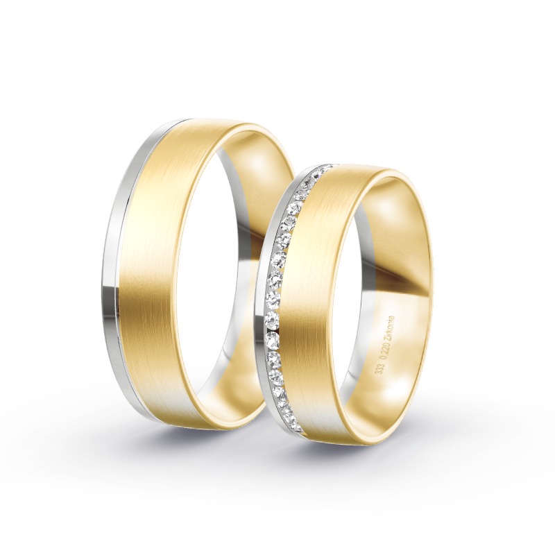 2 Eheringe / Partnerringe BiColor - Modell 1738 Emmering