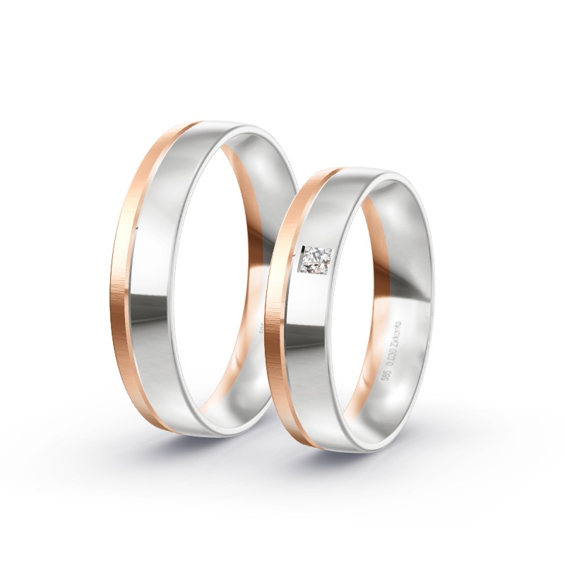 2 Eheringe / Partnerringe 585 Gold BiColor - Modell 2366 Fichtenau