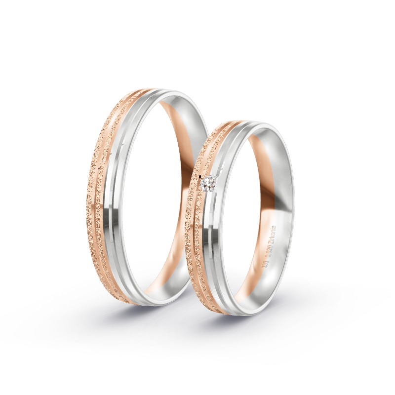 2 Eheringe / Partnerringe BiColor - Modell 2380 Ortenburg