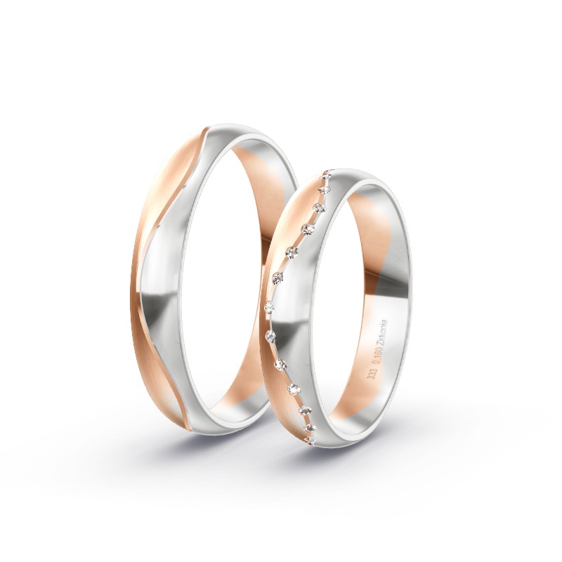 2 Eheringe / Partnerringe BiColor - Modell 2209 Fritzlar