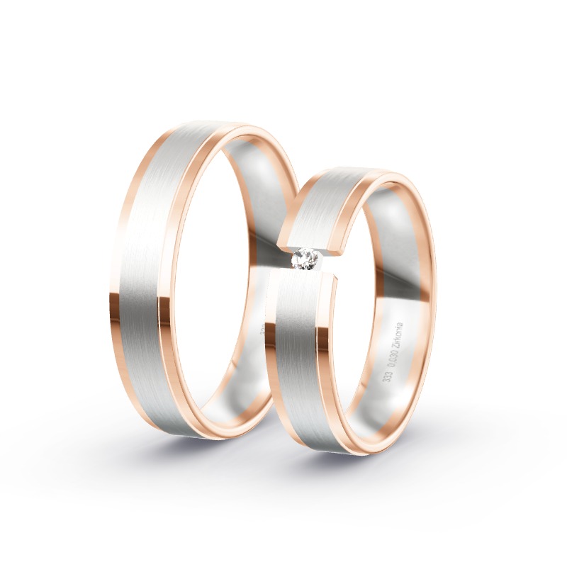 2 Eheringe / Partnerringe BiColor - Modell 2247 Gifhorn