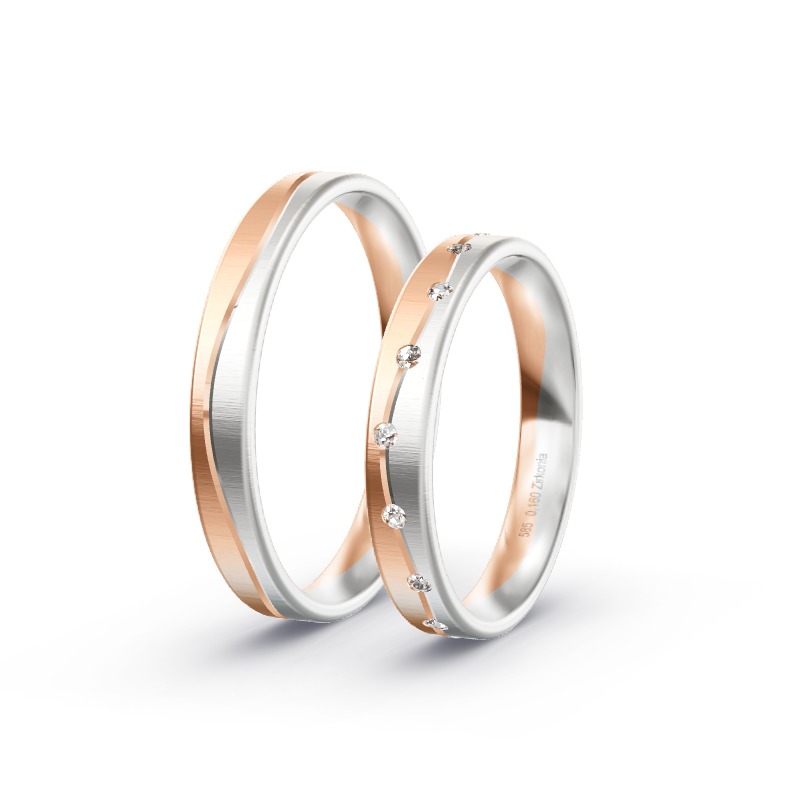2 Eheringe / Partnerringe 585 Gold BiColor - Modell 2431 Wesel