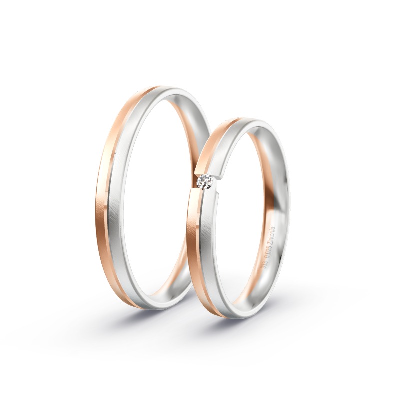 2 Eheringe / Partnerringe BiColor - Modell 2208 Vellmar
