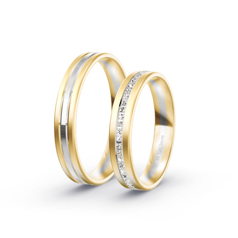 2 Eheringe / Partnerringe BiColor - Modell 2299 Naila