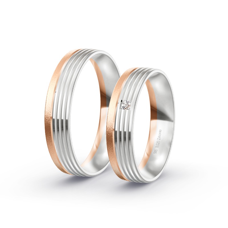 2 Eheringe / Partnerringe 585 Gold BiColor - Modell 2404 Neckarsulm