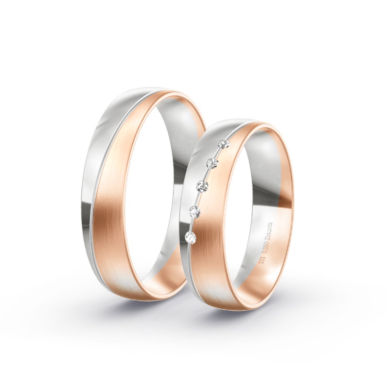 2 Eheringe / Partnerringe BiColor Modell 1804 Burgsinn