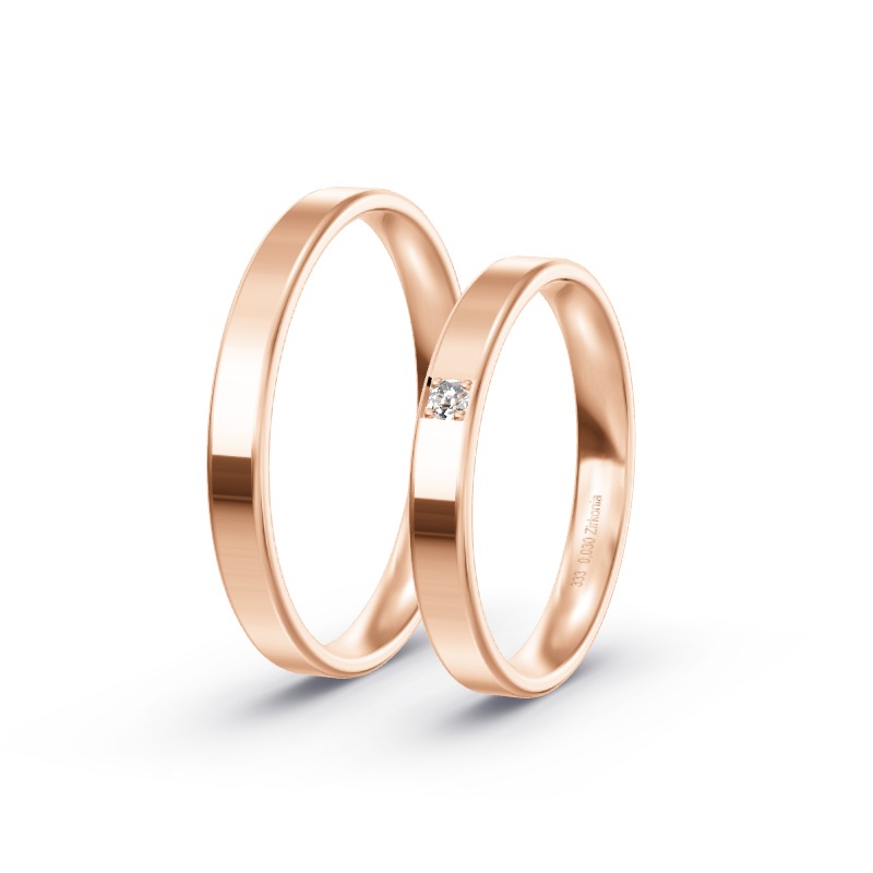 2 Eheringe / Partnerringe Roségold Modell 2519 Rudelzhausen