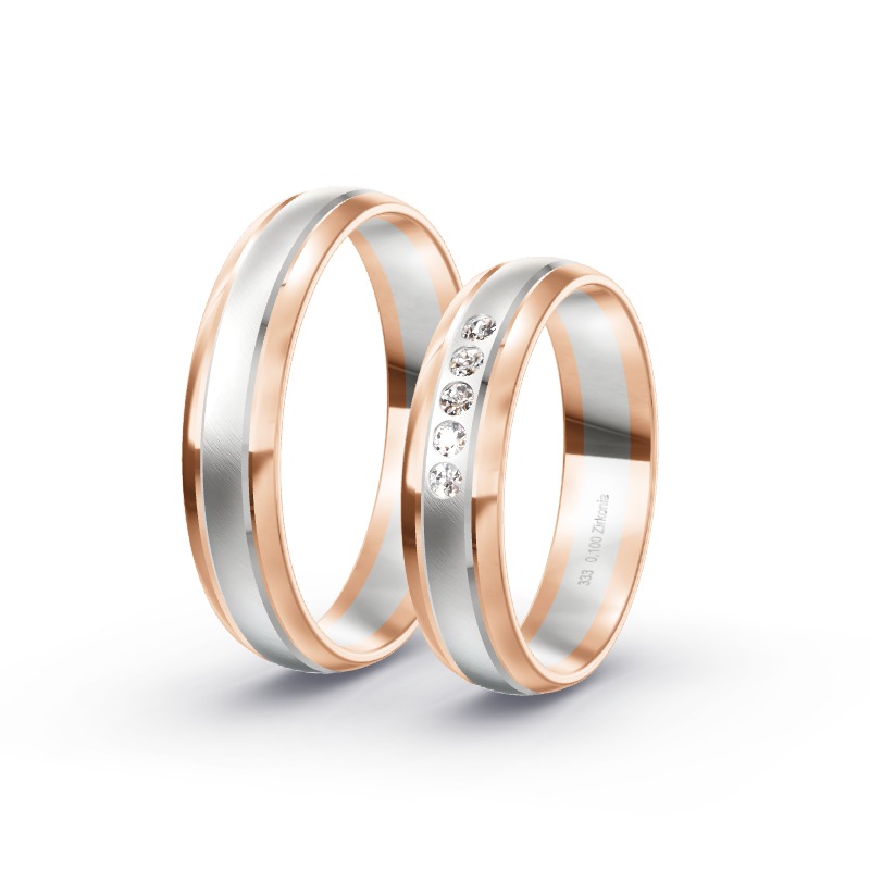 2 Eheringe / Partnerringe BiColor - Modell 2449 Stockheim
