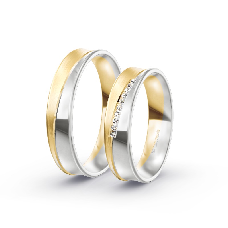 2 Eheringe Gold BiColor - Modell 2285 Forstern