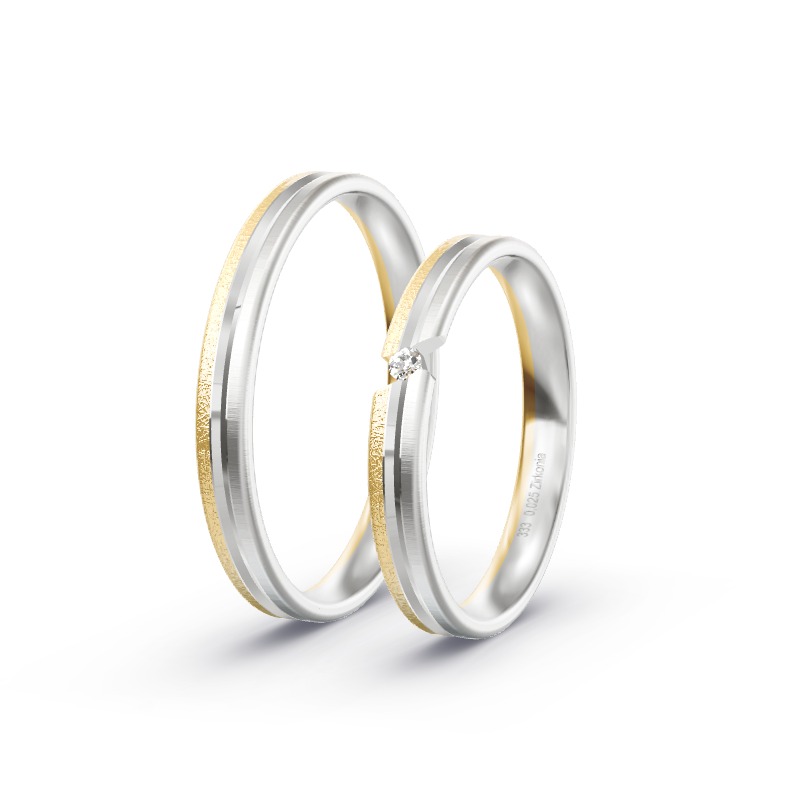 2 Eheringe / Partnerringe BiColor - Modell 2331 Volkach
