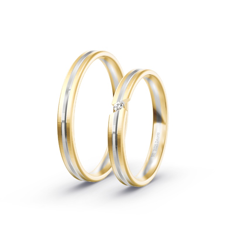 2 Eheringe 585 Gold BiColor - Modell 2300 Knetzgau