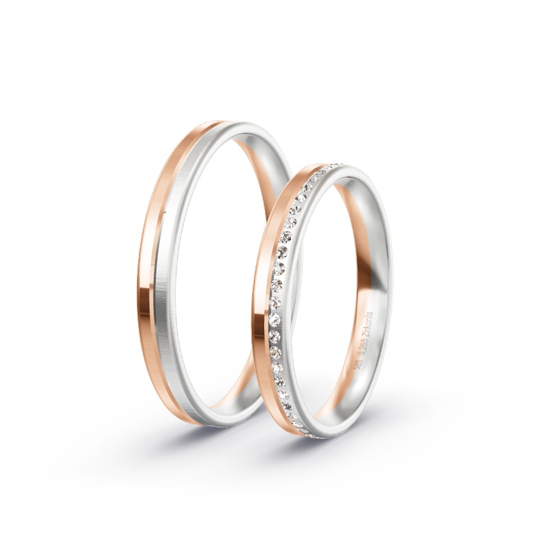 2 Eheringe / Partnerringe 585 Gold BiColor - Modell 2371 Burgheim